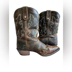 💫 Tony Lama Kids' Distressed Leather Boots (Size 3.5) 💫